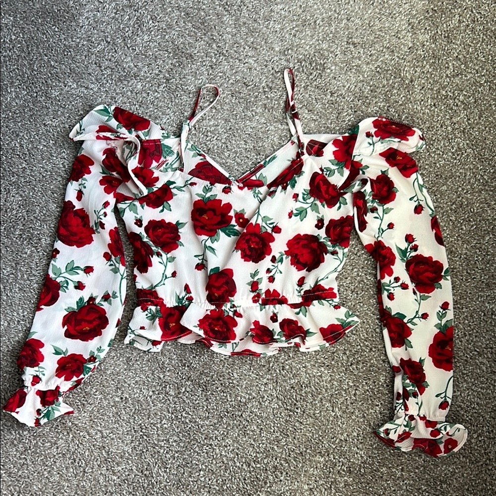 Cottagecore off shoulder Rose Top